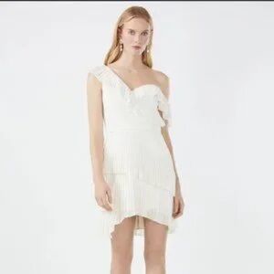 NWT BCBG Ivory one-shoulder dress